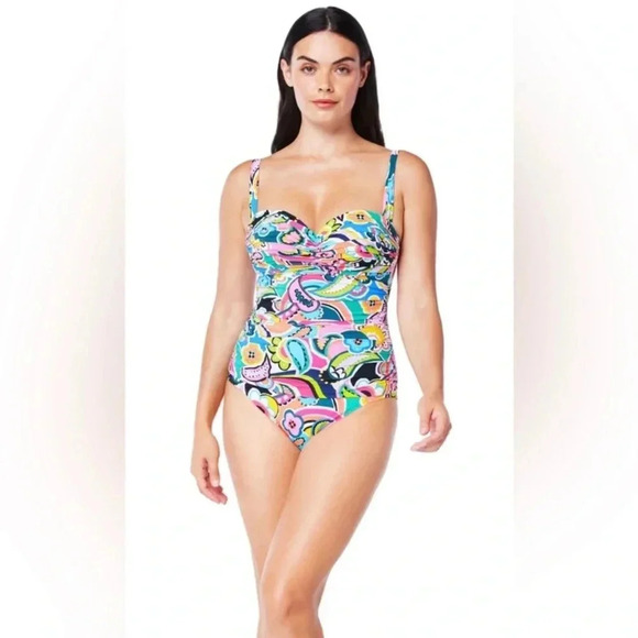 Bleu Rod Beattie Go For Bold Shirred Underwire One-Piece - Picture 2 of 13